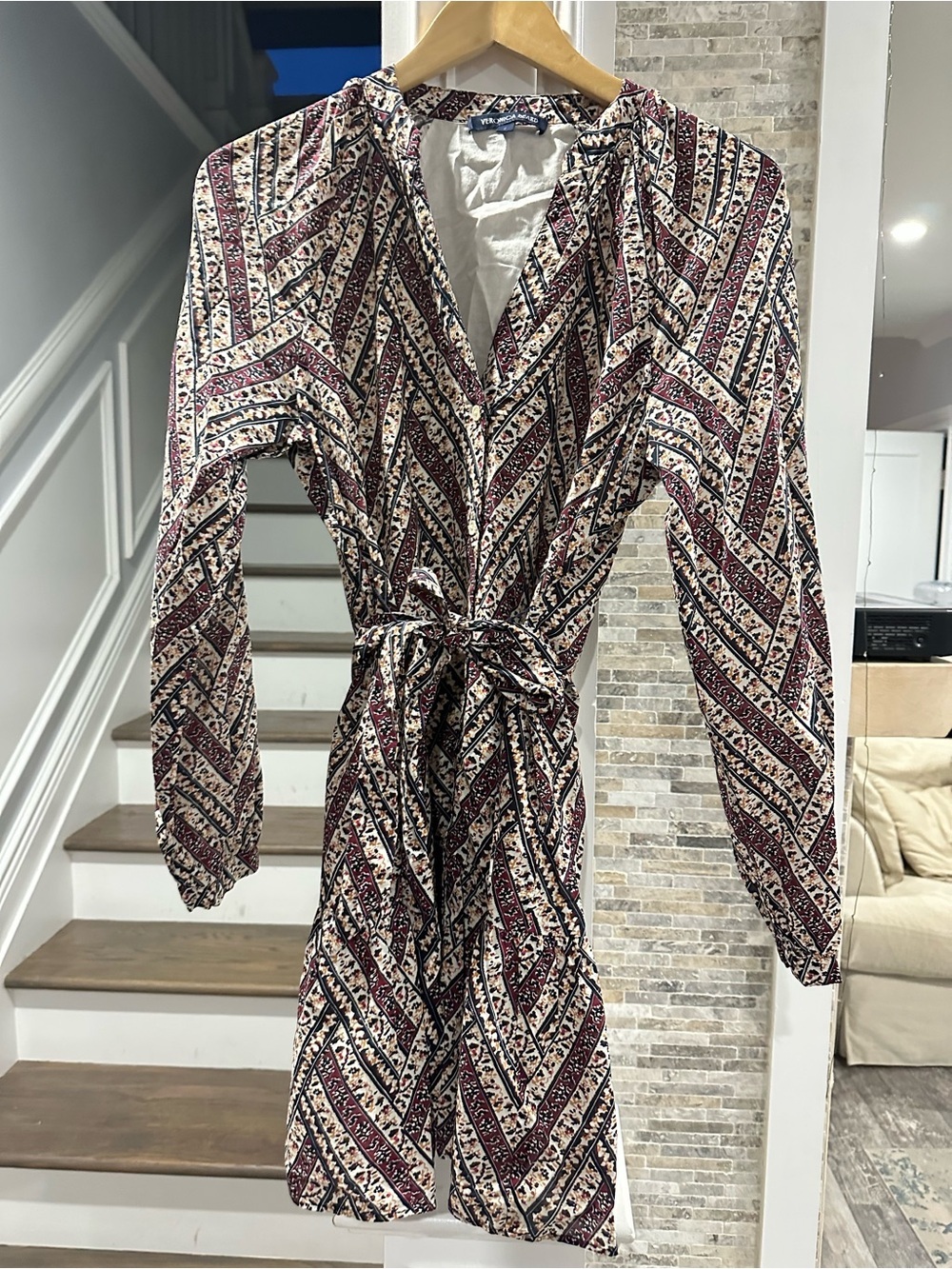 Veronica Beard Georgia Belted Printed Cotton Mousseline Mini Shirt Dress Size 2 - Picture 7 of 8